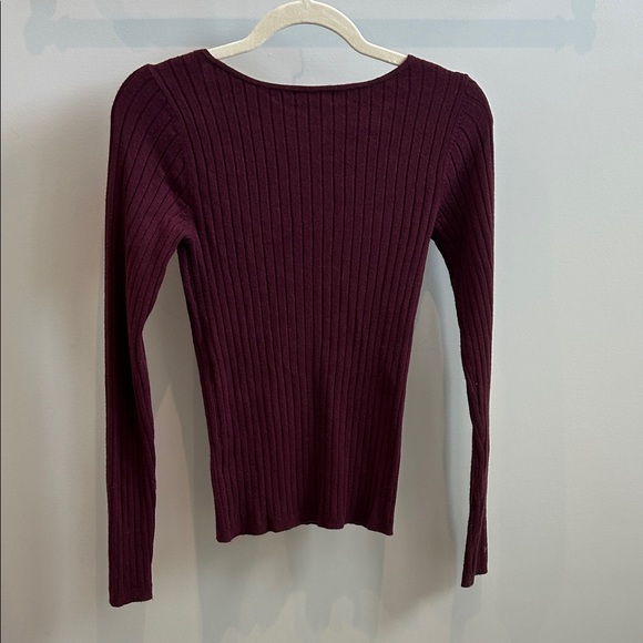 Halogen Maroon Ribbed Knit Top - Picture 3 of 3